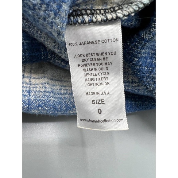 Pharaoh Laurel Plaid Blue Flannel Top By Pharaoh Collection NWOT Sz 0 MSRP $365 - Picture 3 of 11